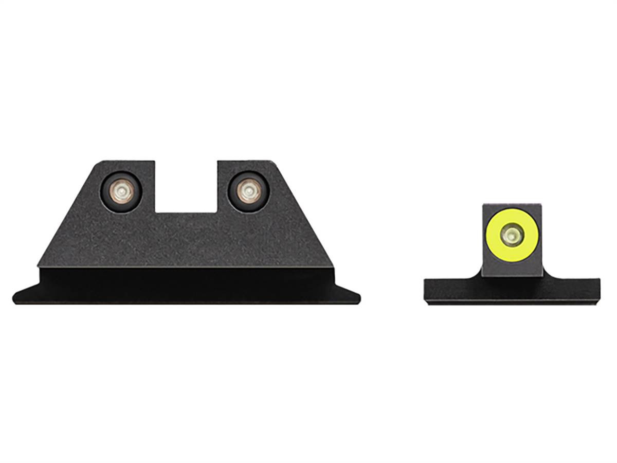 Night Fision Sight Set For Smith & Wesson M&P Shield Series Square Notch with Yellow Outline and Green Tritium - Complete Kit